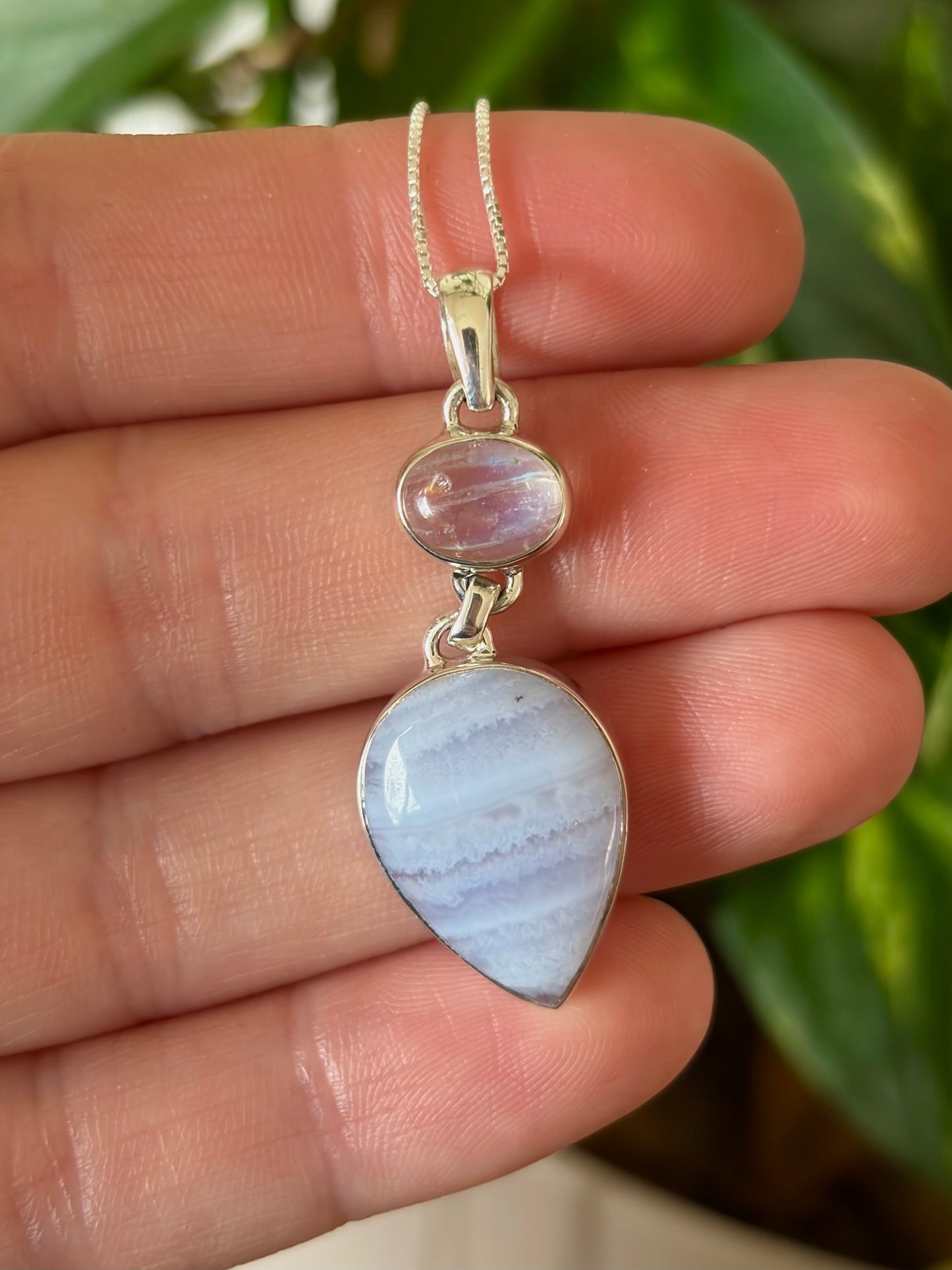 Blue Lace Agate & Moonstone Necklace