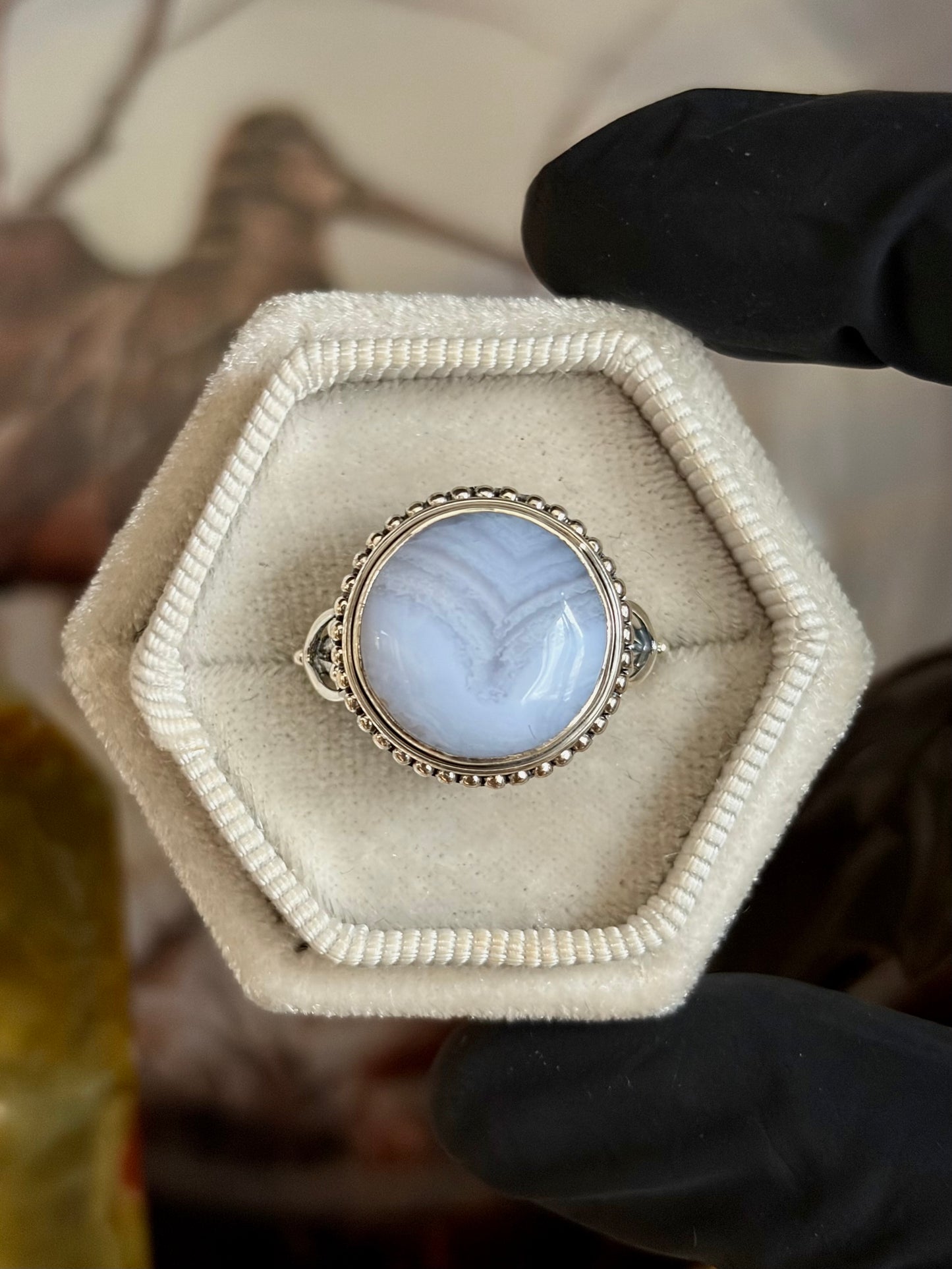 Blue Lace Agate Ring - Size 9