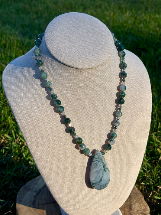 Moss Agate Statement Necklace