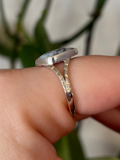 Dendritic Agate Ring - Size 8