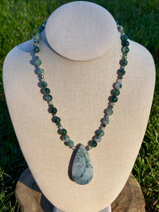 Moss Agate Statement Necklace