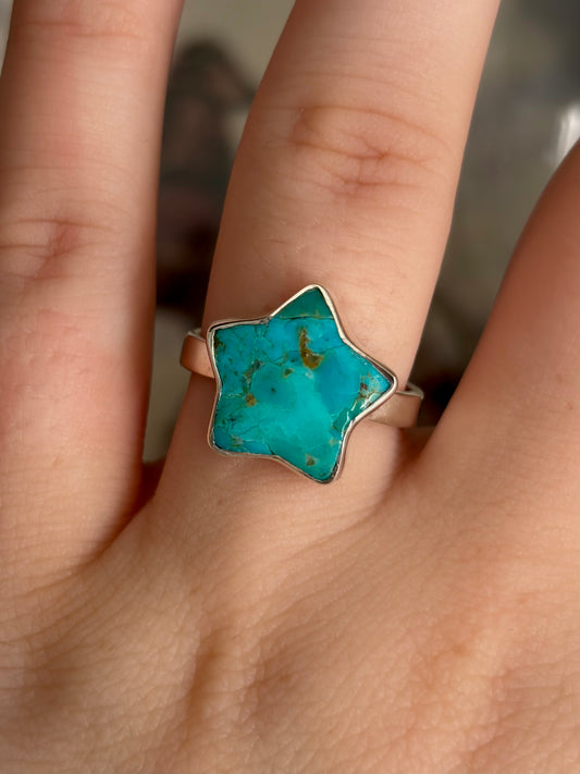Turquoise Star Ring - Size 8