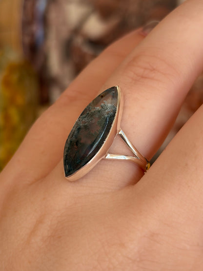 Moss Agate Ring - Size 7