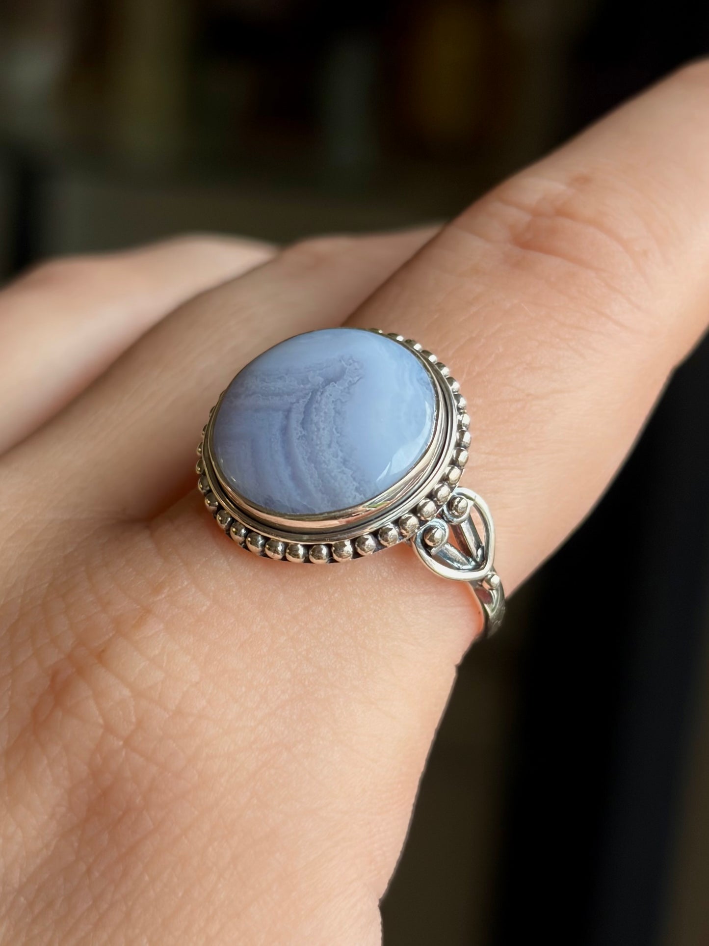 Blue Lace Agate Ring - Size 9