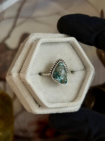 Green Seam Agate Ring - Size 5
