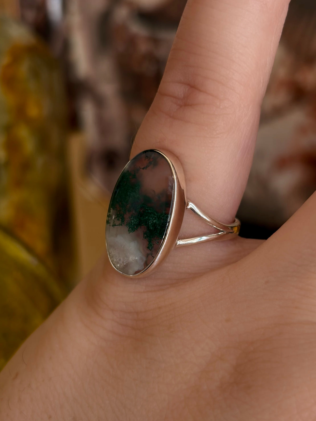 Moss Agate Ring - Size 6