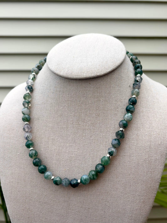Chunky Moss Agate Necklace