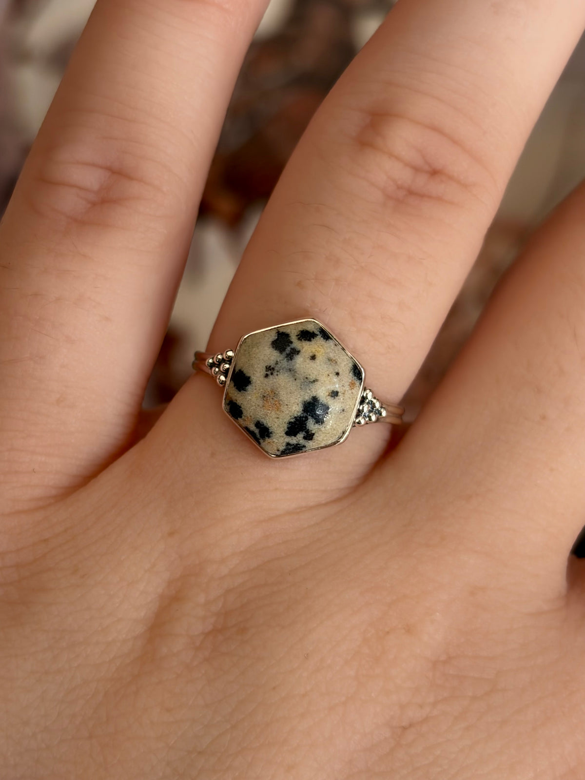 Dalmatian Jasper Ring - Size 7