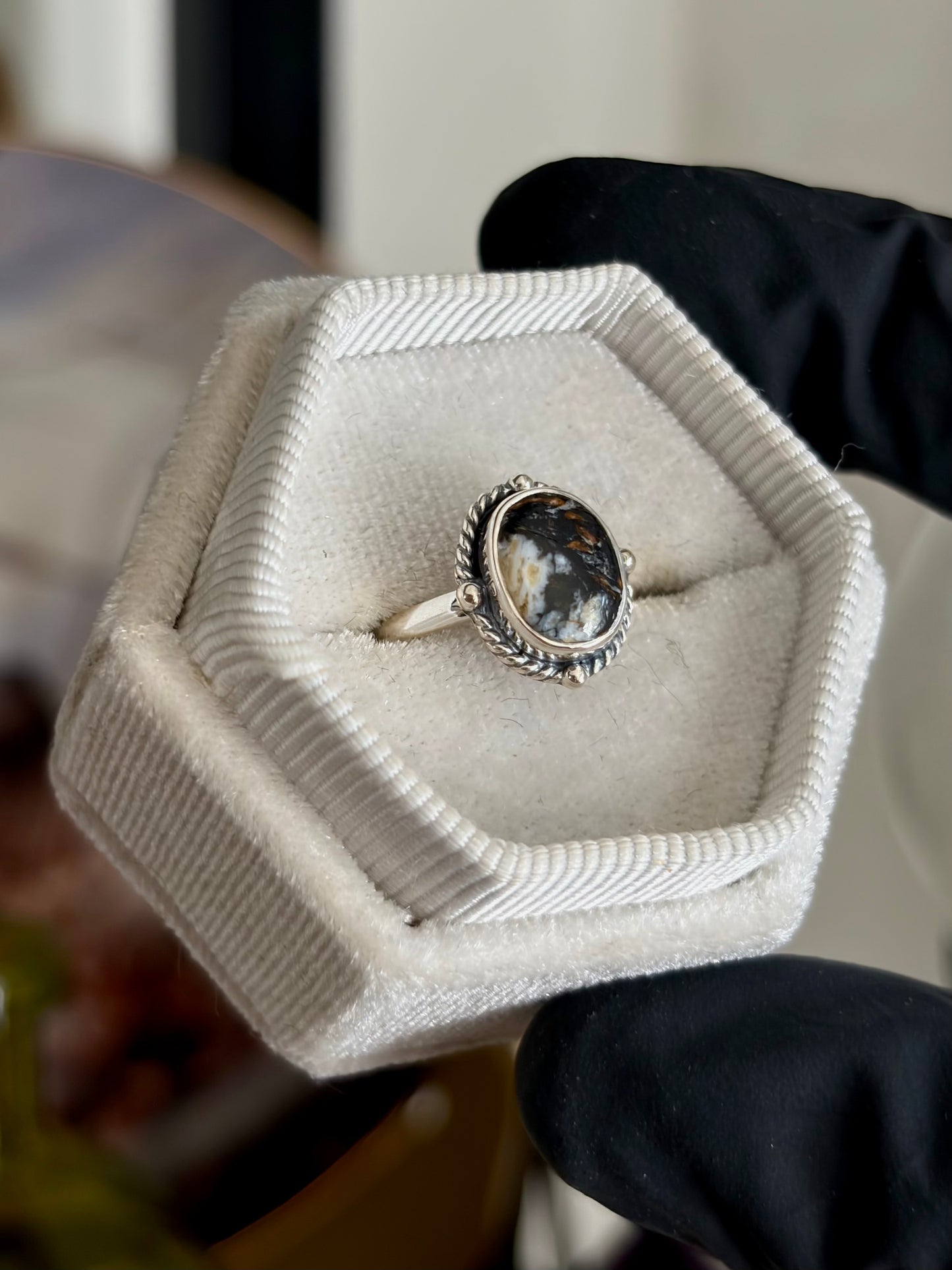 Stabilized White Buffalo Turquoise Ring - Size 5