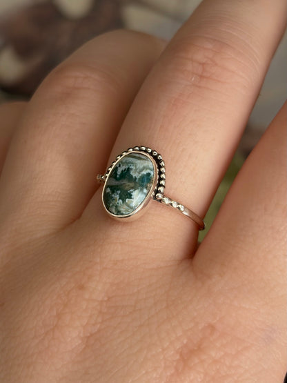 Green Seam Agate Ring - Size 8