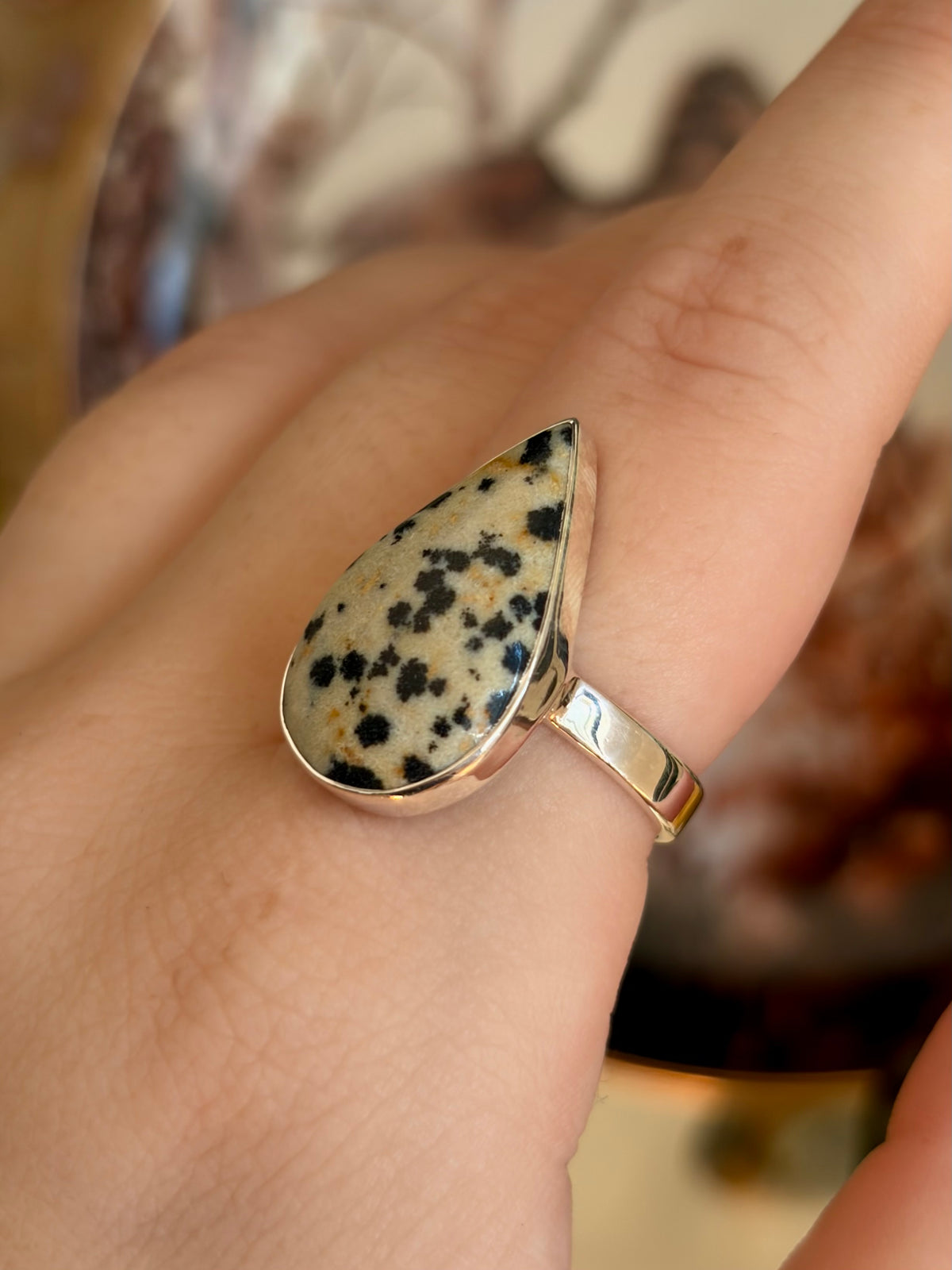 Dalmatian Jasper Ring - Size 8