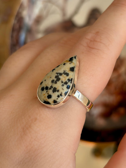 Dalmatian Jasper Ring - Size 8