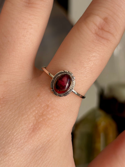Red Dahlia Rose Turquoise Ring - Size 10