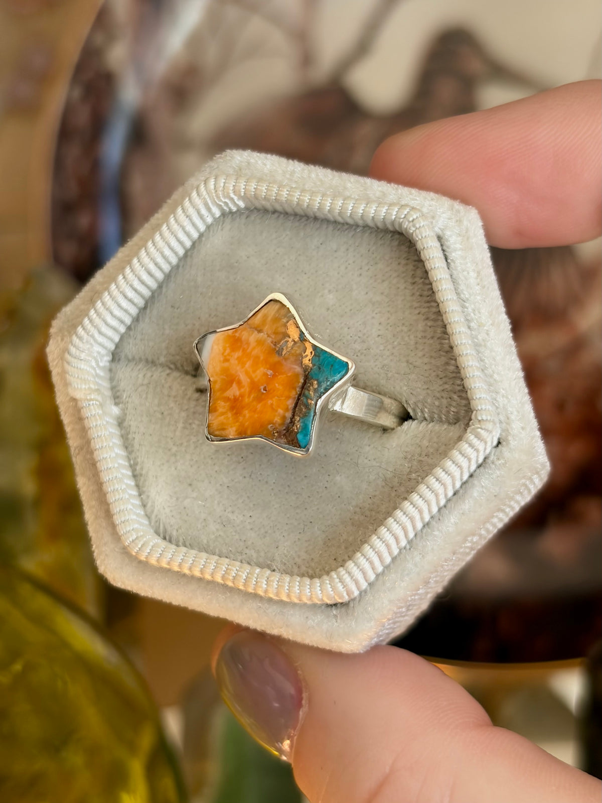 Oyster Turquoise Ring - Size 9