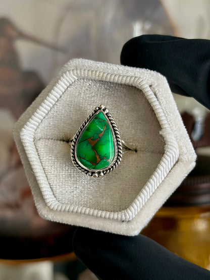 Forest Dahlia Turquoise Ring - Size 6