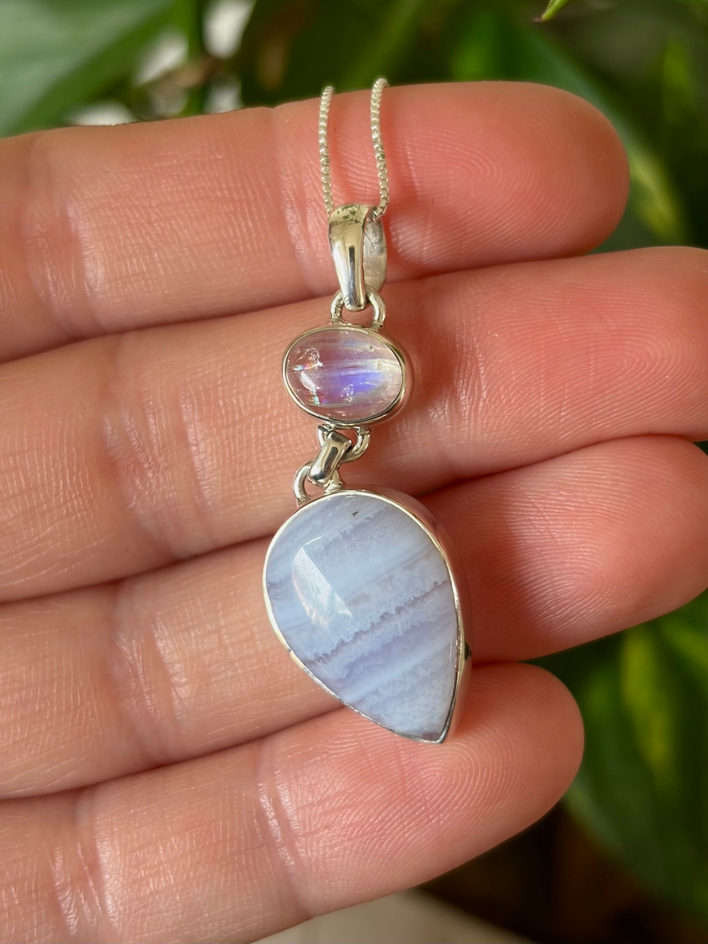 Blue Lace Agate & Moonstone Necklace
