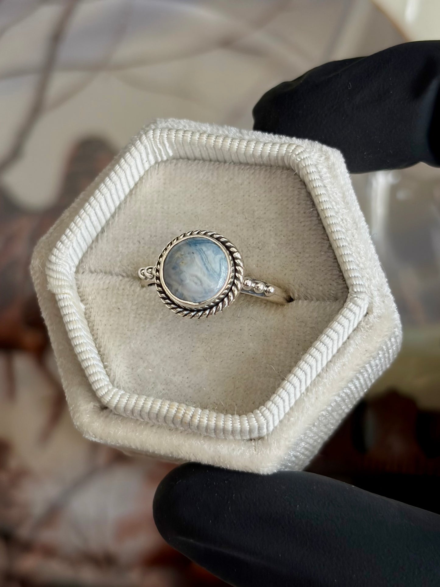 Blue Scheelite Ring - Size 8