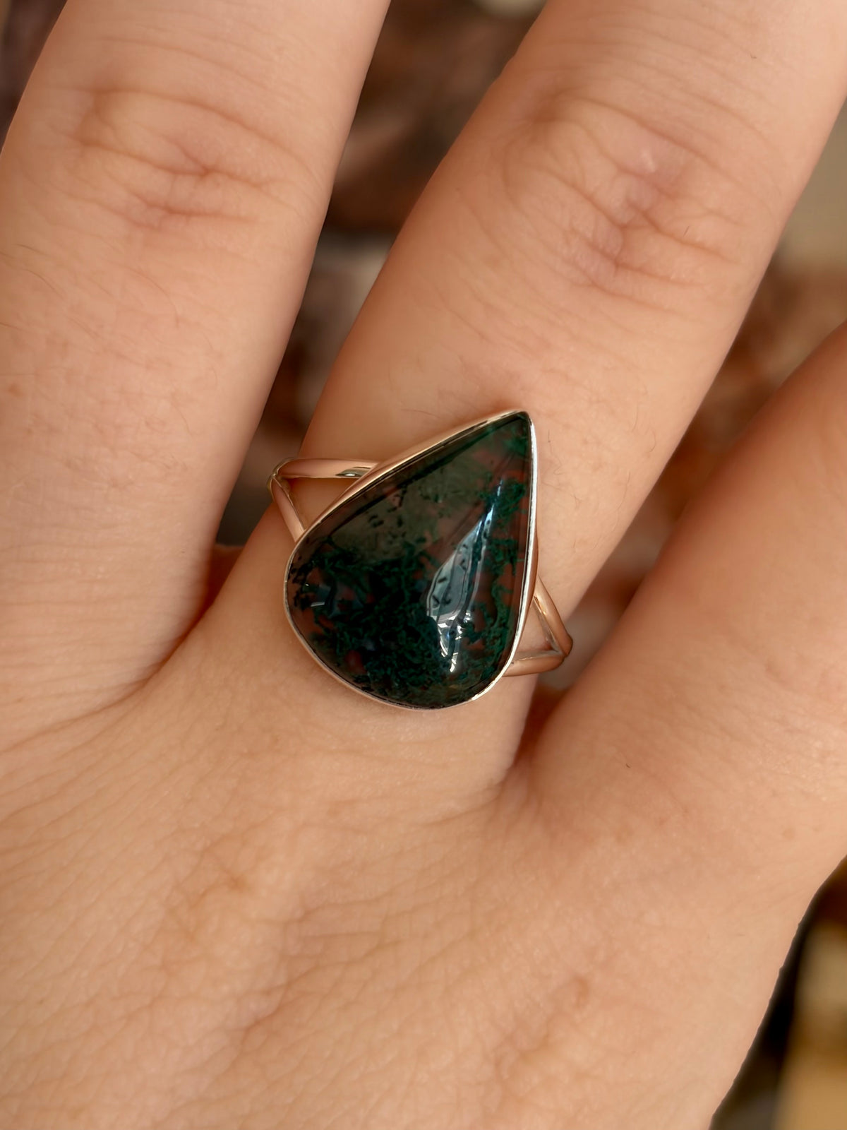 Moss Agate Ring - Size 8