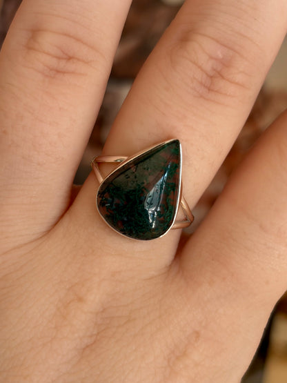 Moss Agate Ring - Size 8