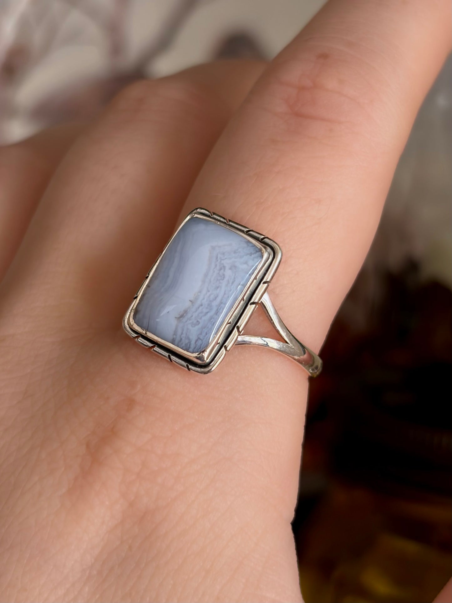 Blue Lace Agate Ring - Size 10