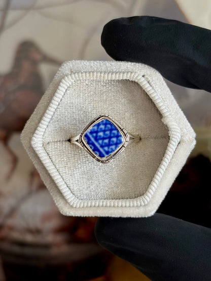 Blue Pottery Ring - Size 8
