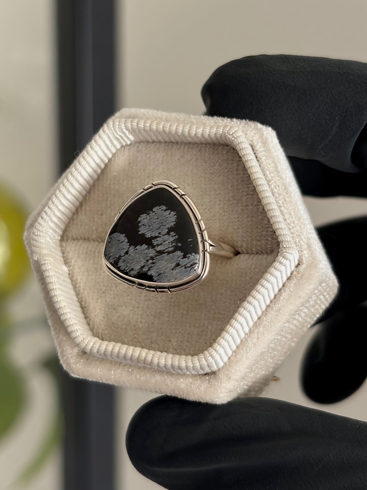 Snowflake Obsidian Ring - Size 7
