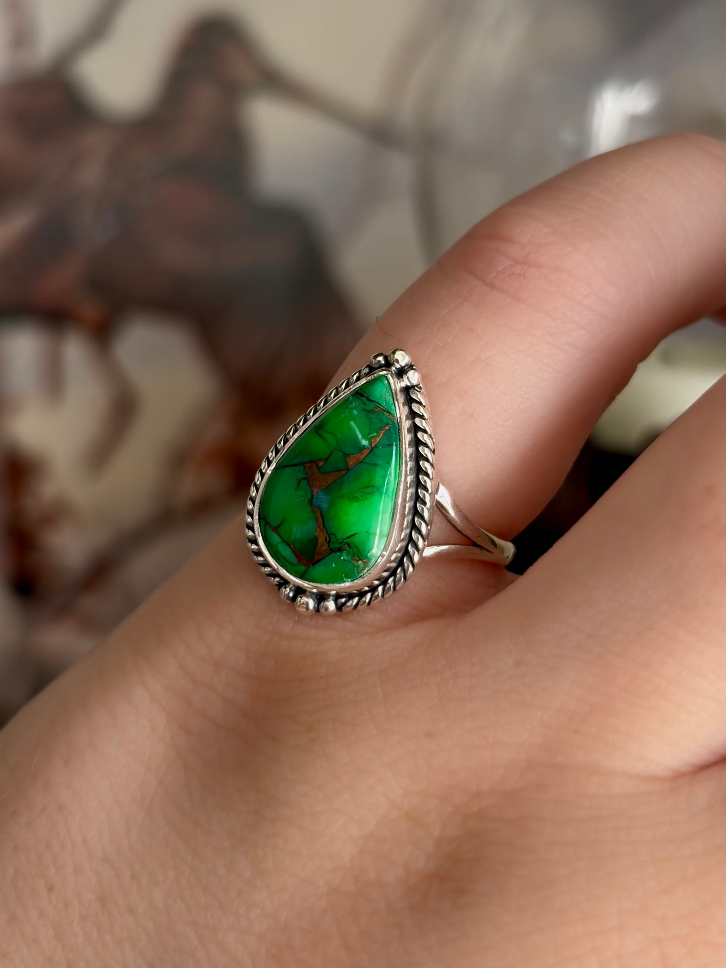 Forest Dahlia Turquoise Ring - Size 6