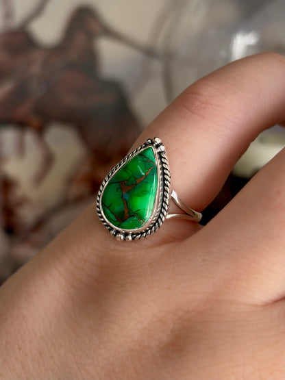Forest Dahlia Turquoise Ring - Size 6