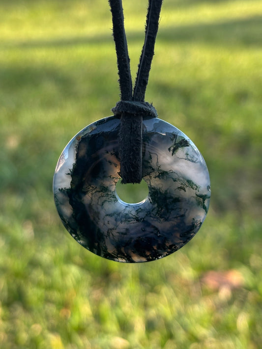 Moss Agate Circle Necklace