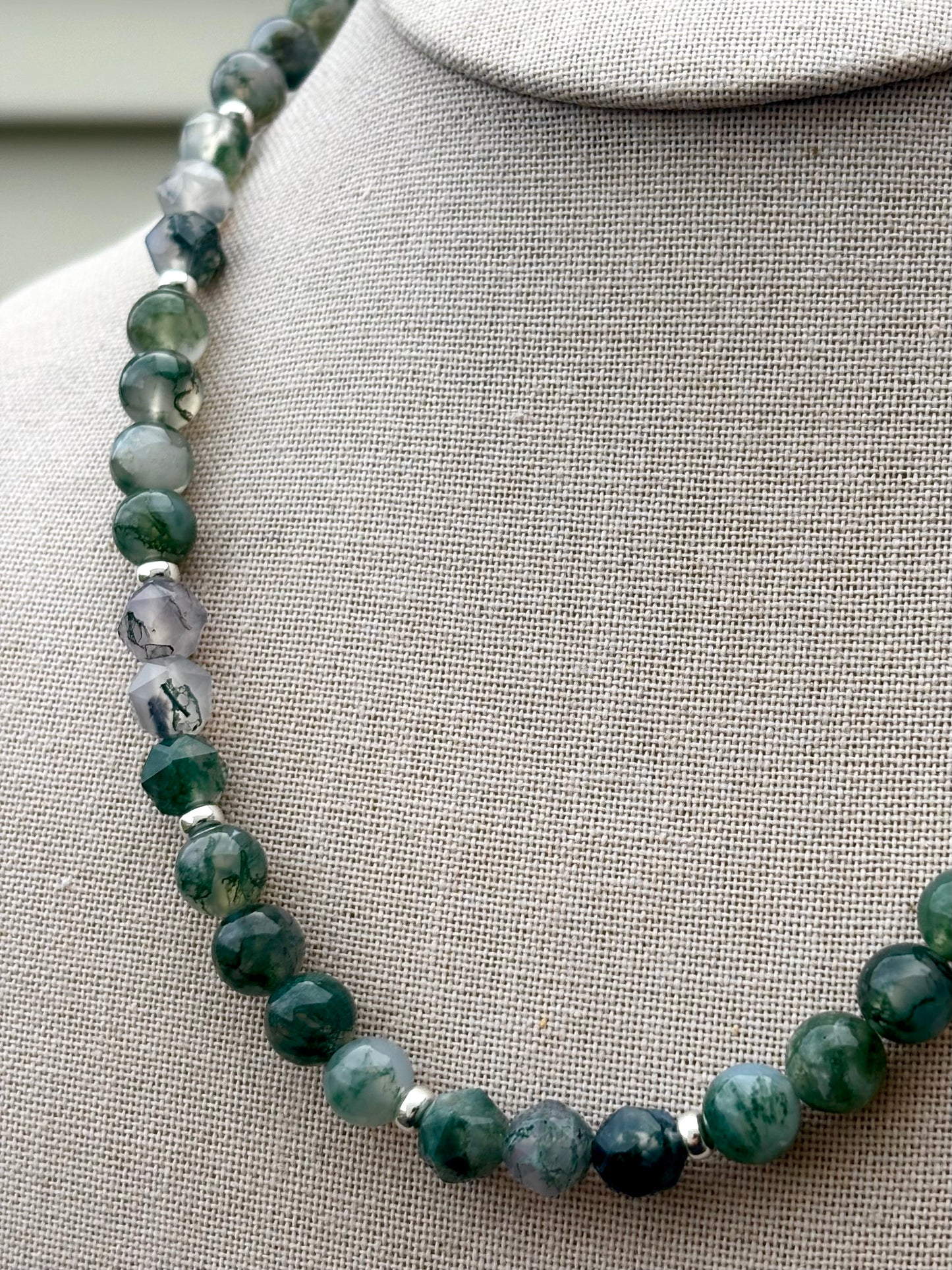 Chunky Moss Agate Necklace