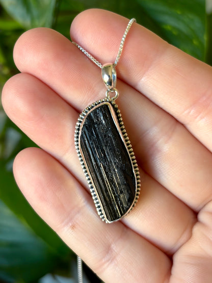 Rough Black Tourmaline Necklace