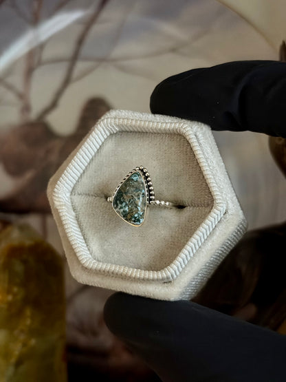 Green Seam Agate Ring - Size 5