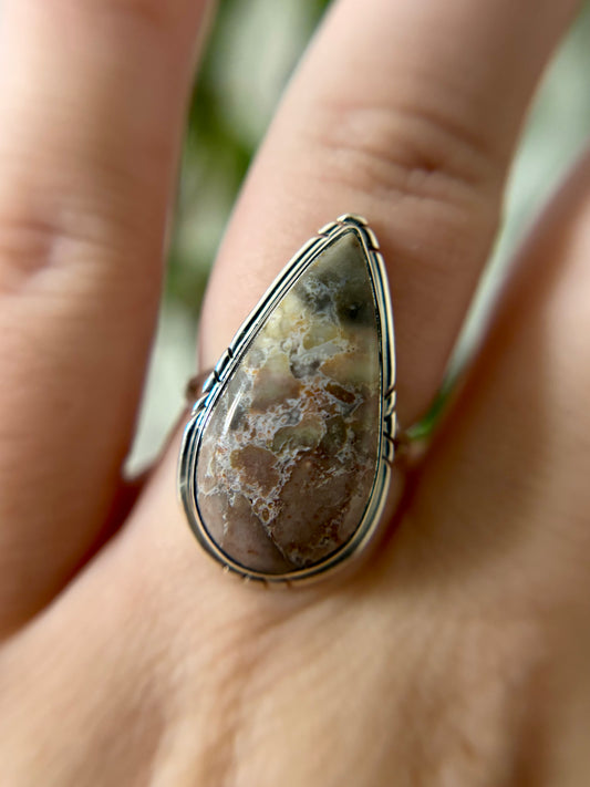Sangria Lace Agate Ring - Size 6