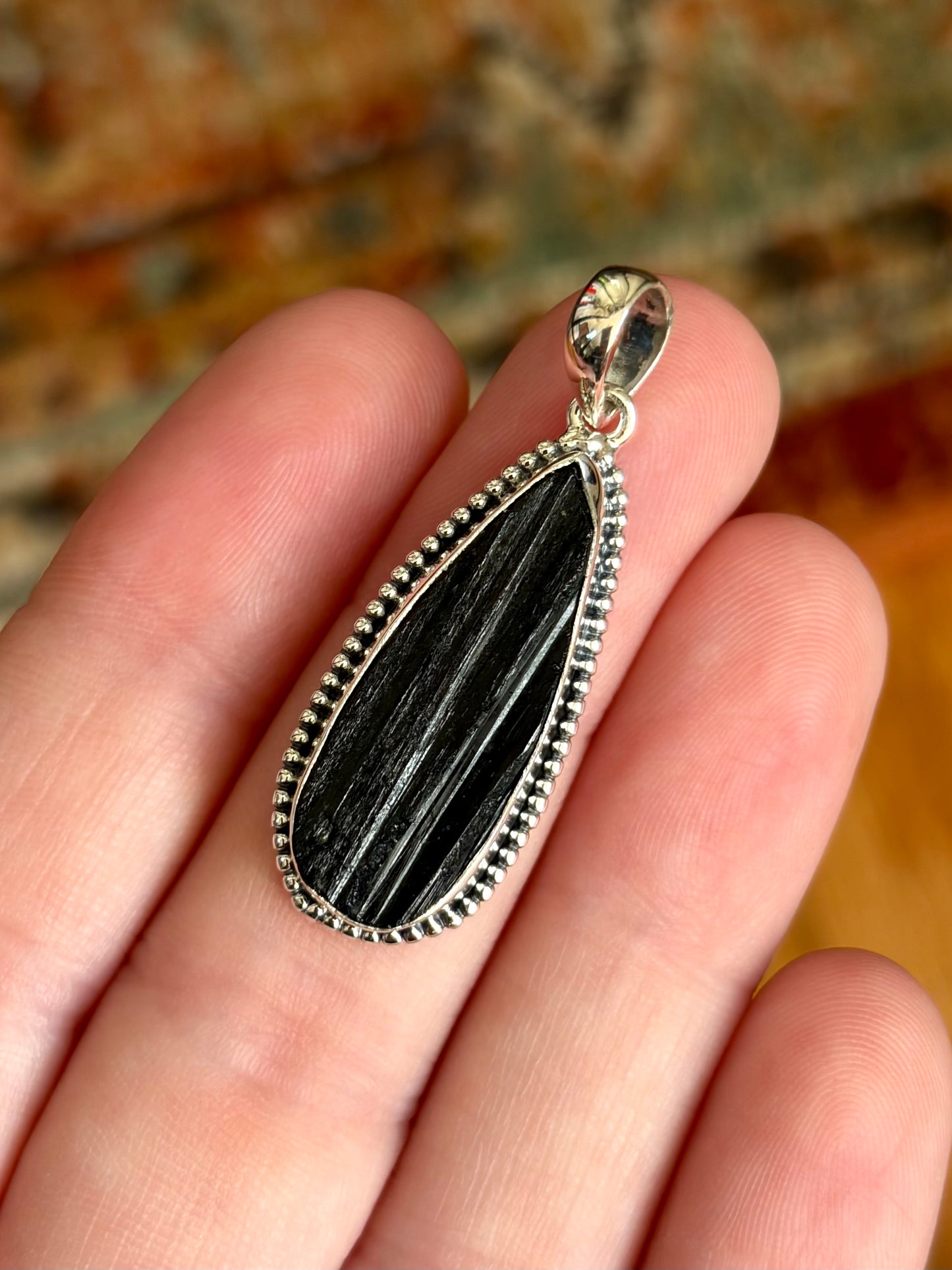 Rough Black Tourmaline Necklace