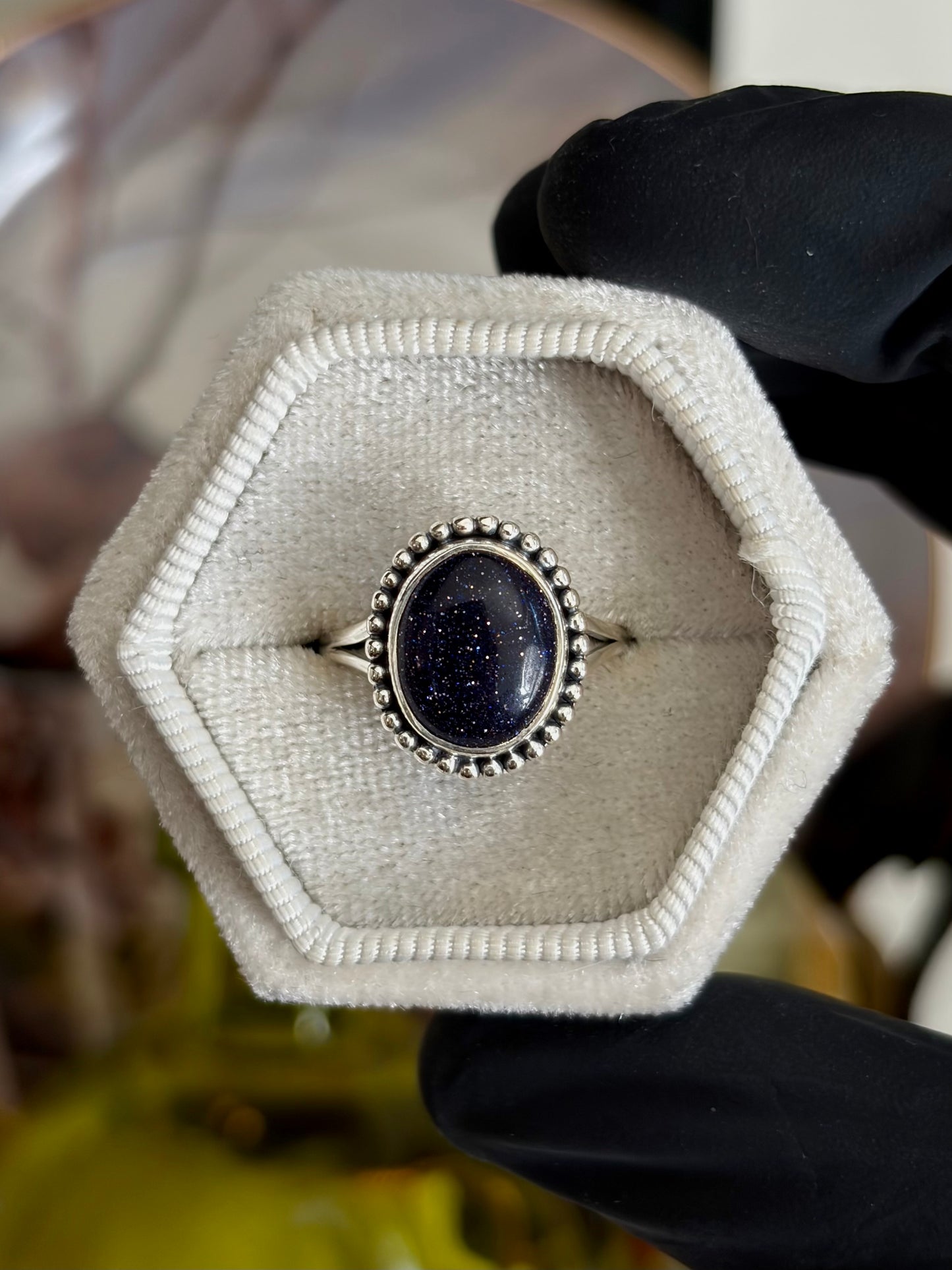 Blue Sand Stone Ring - Size 7