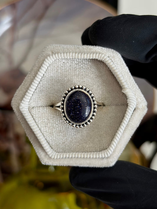 Blue Sand Stone Ring - Size 7