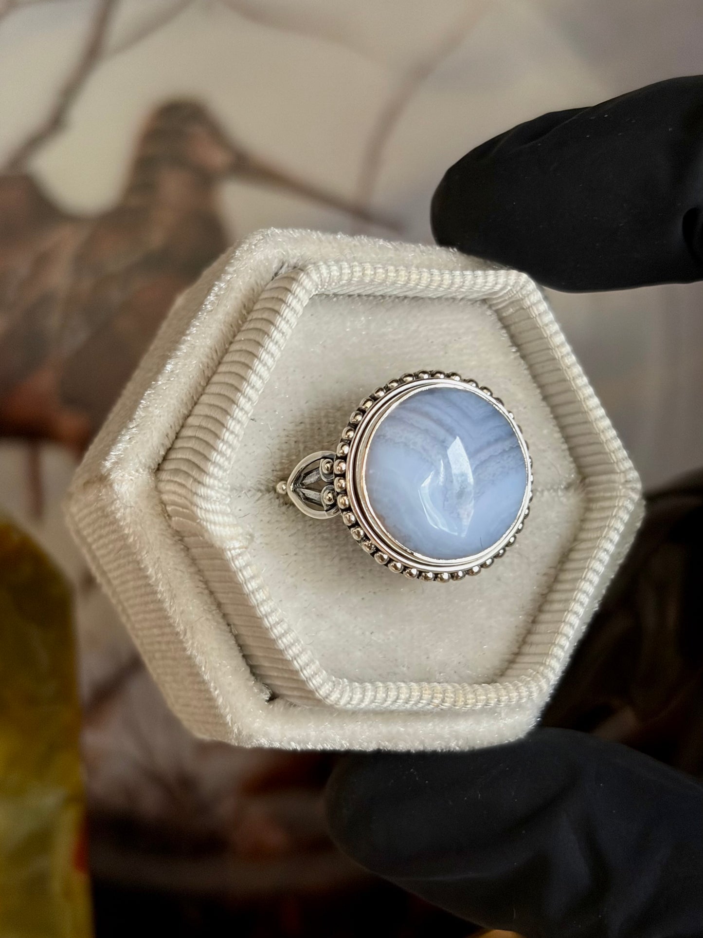 Blue Lace Agate Ring - Size 9