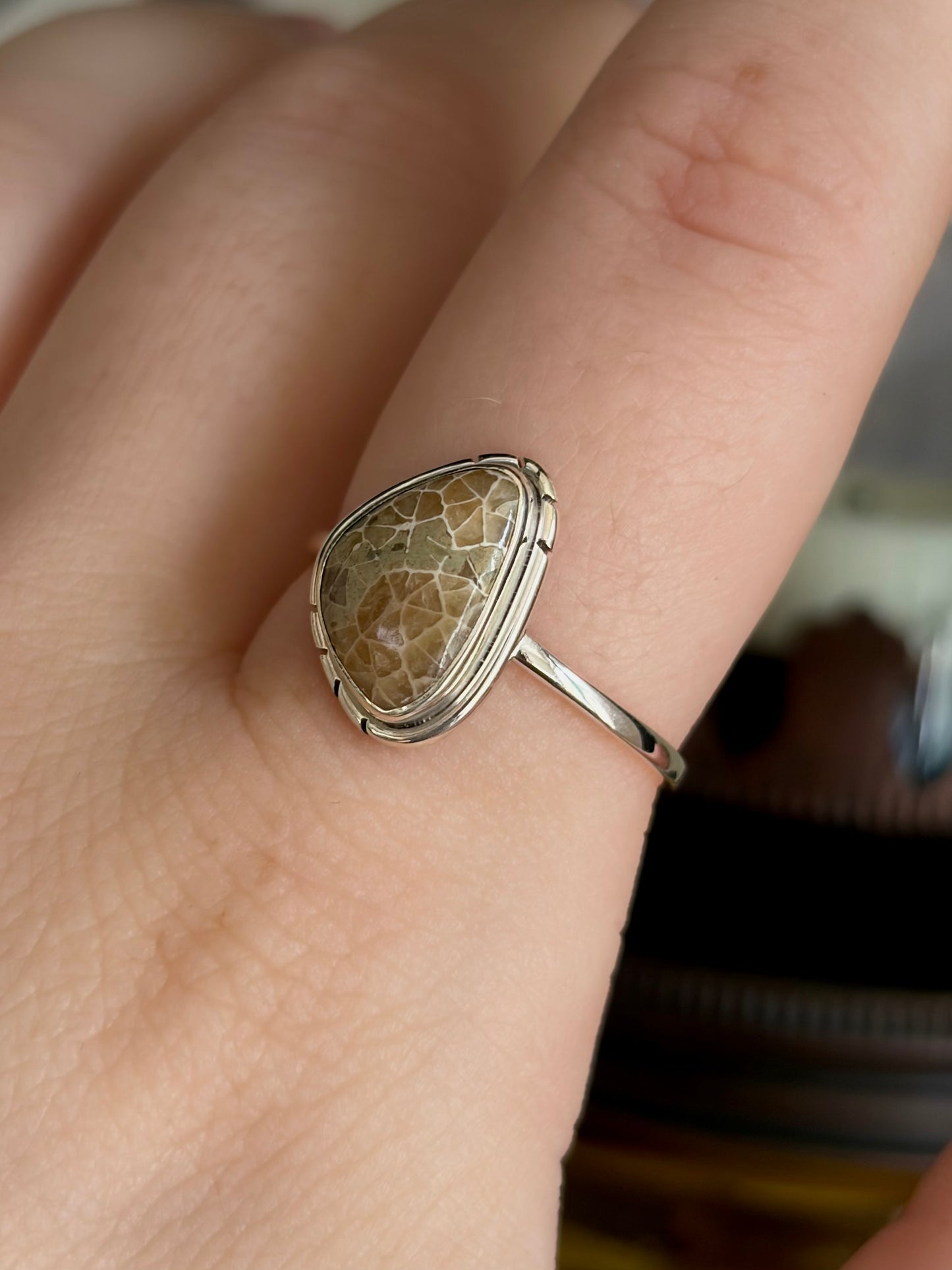 Fossilized Coral Ring - Size 9