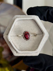 Red Dahlia Rose Turquoise Ring - Size 10