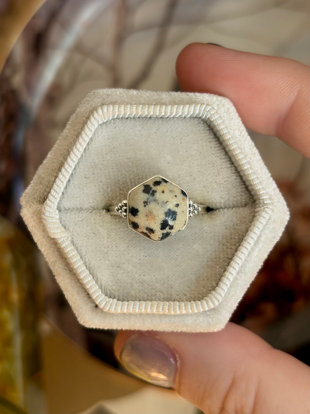 Dalmatian Jasper Ring - Size 7