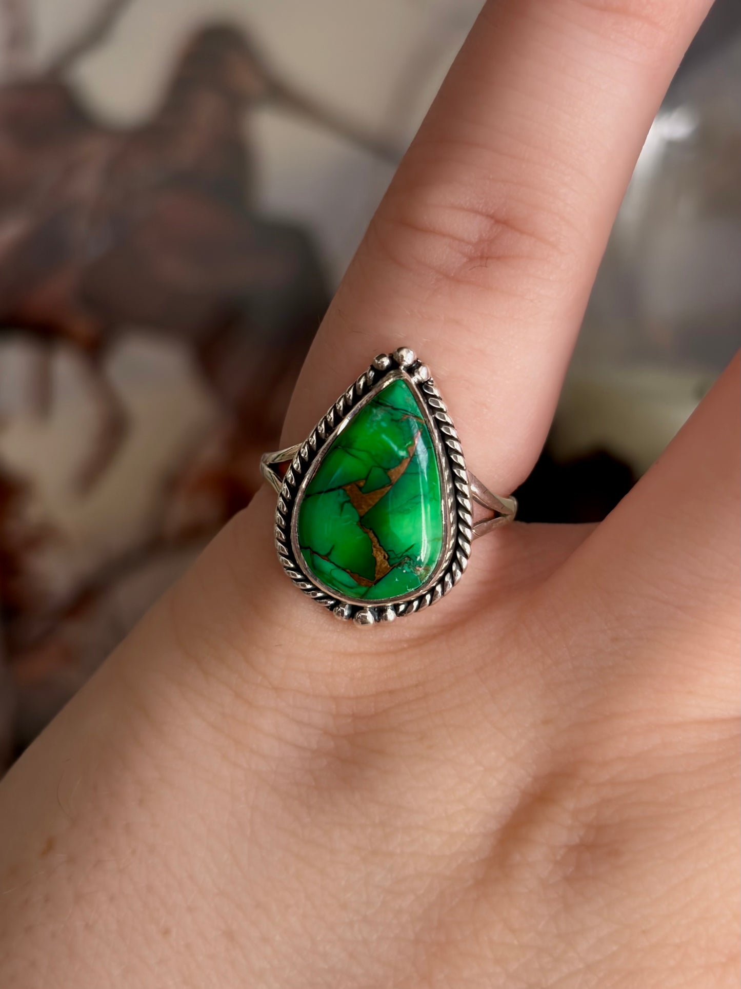 Forest Dahlia Turquoise Ring - Size 6