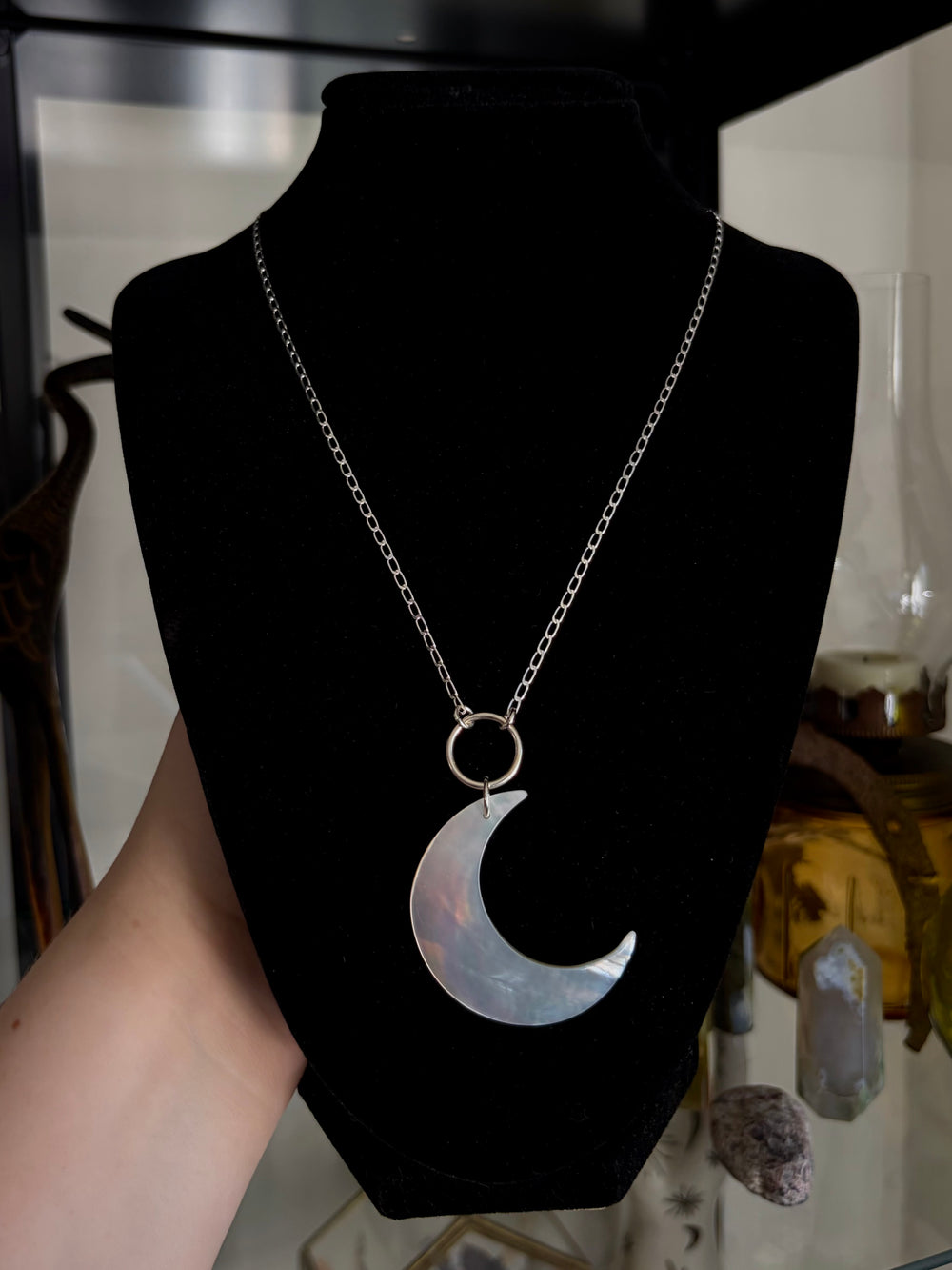 Mother of Pearl Crescent O-Ring Necklace