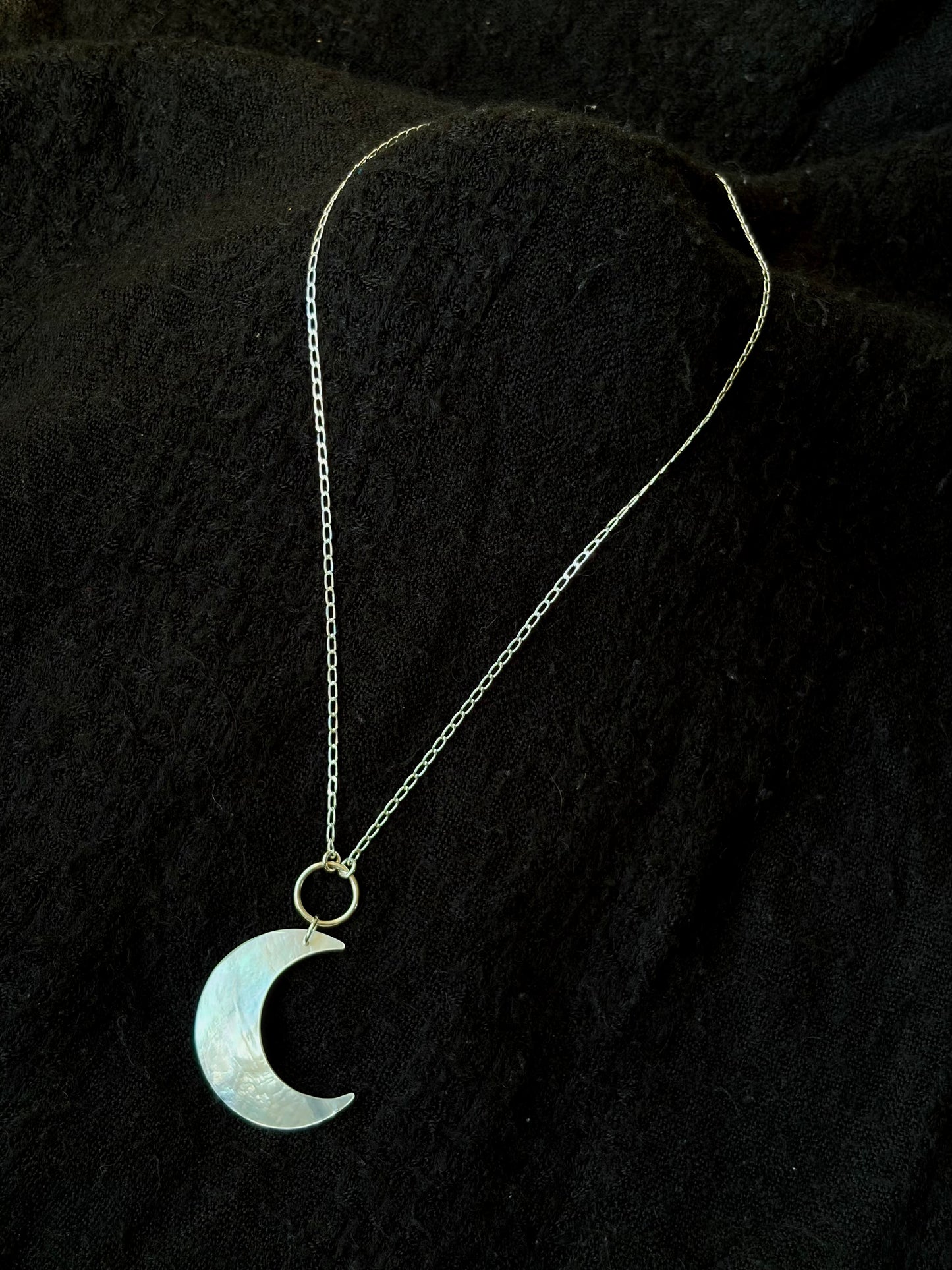 Mother of Pearl Crescent O-Ring Necklace