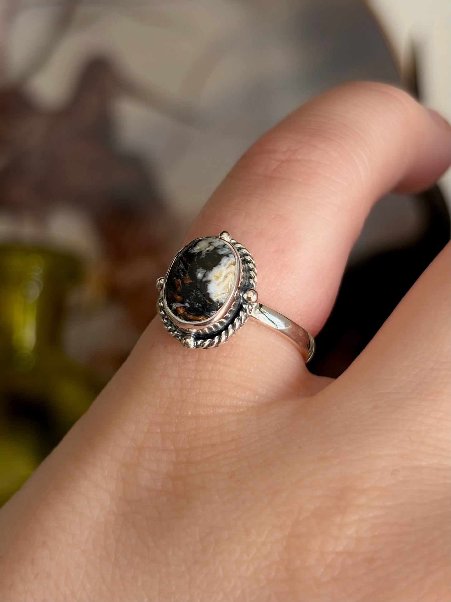 Stabilized White Buffalo Turquoise Ring - Size 5