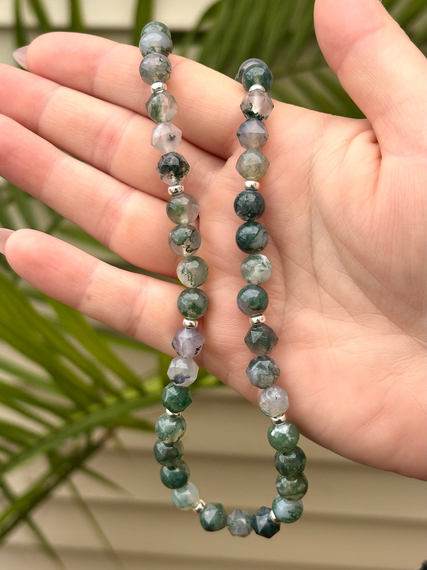 Chunky Moss Agate Necklace