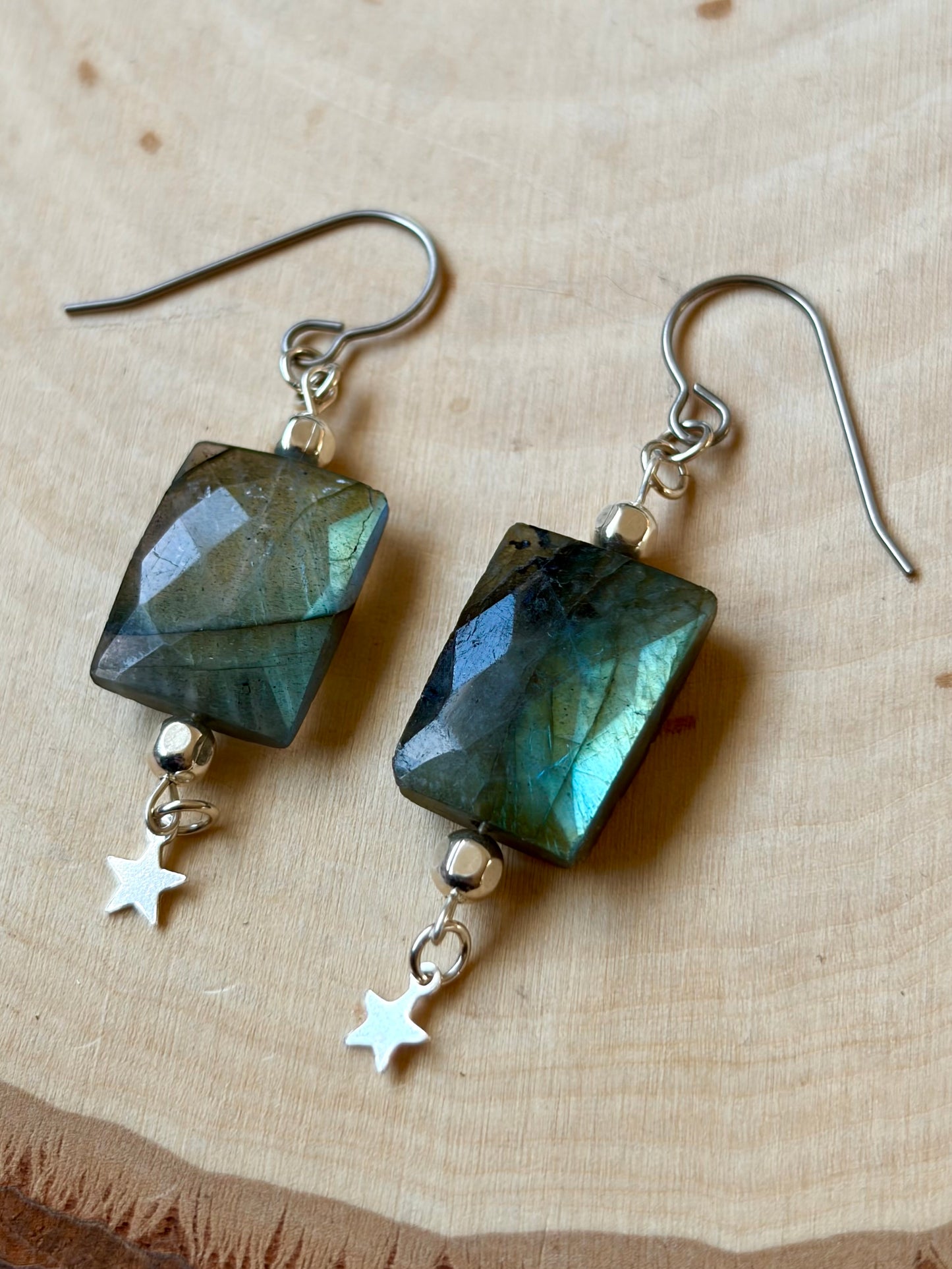 Labradorite Star Earrings