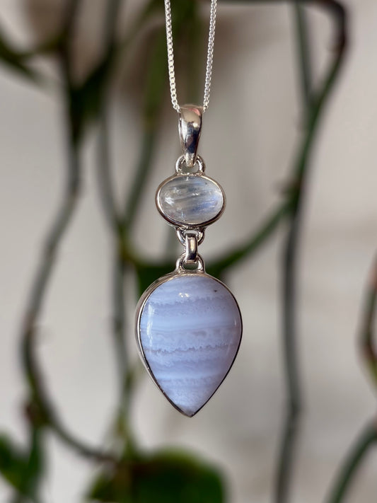 Blue Lace Agate & Moonstone Necklace