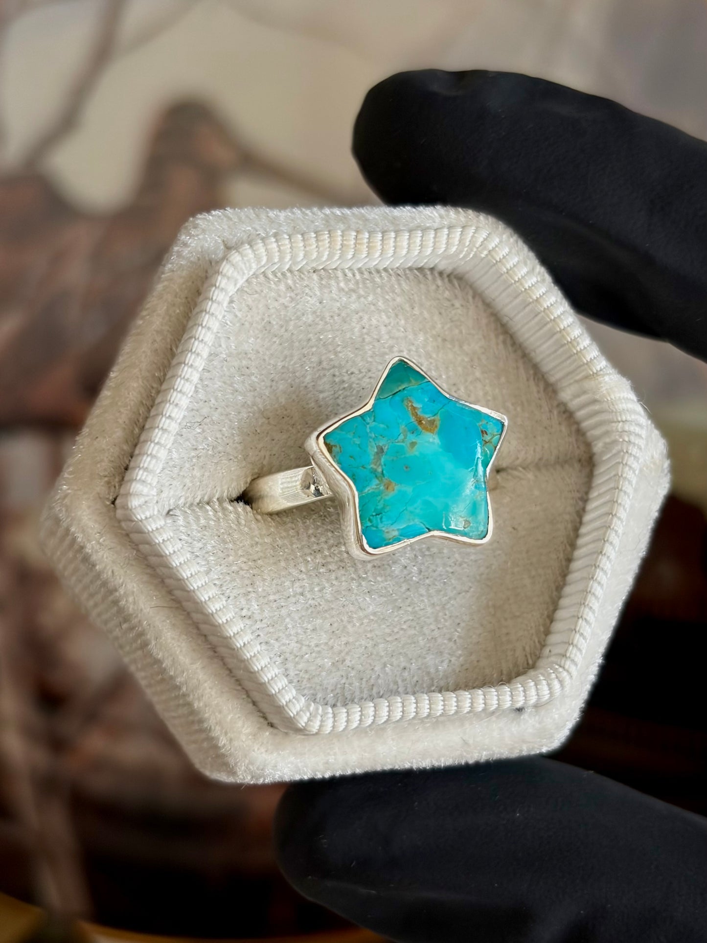 Turquoise Star Ring - Size 8