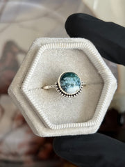 Green Seam Agate Ring - Size 9