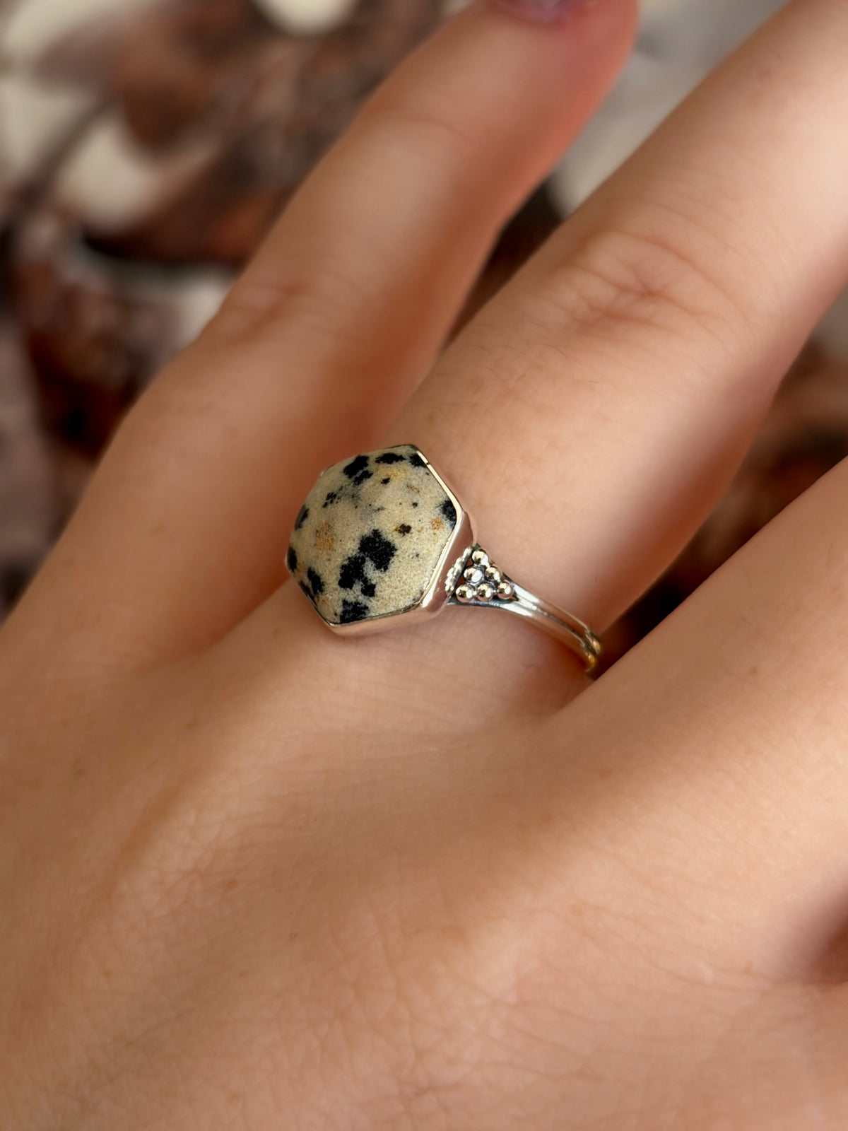 Dalmatian Jasper Ring - Size 7